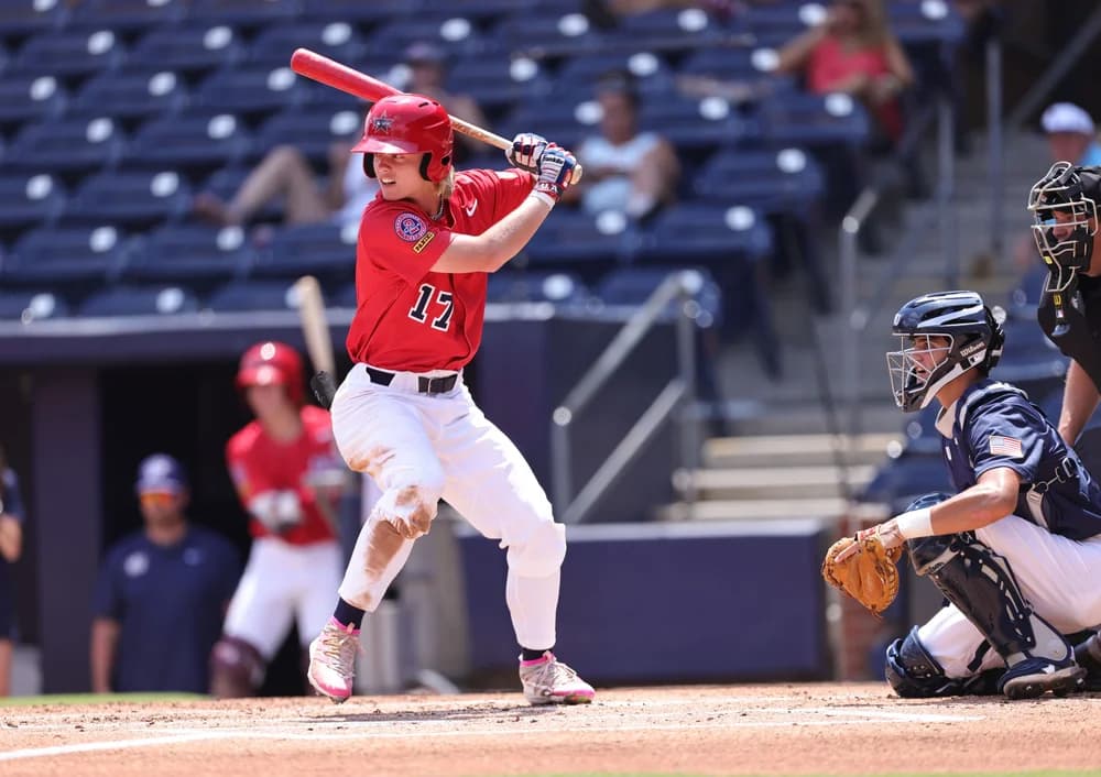 Baseball athlete swinging at a pitch